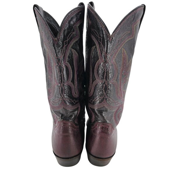 Mens 12D Burgundy Vintage Exotic Lizard Justin Cowboy Boots Lizard Western CBC - Picture 7 of 15
